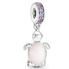 PANDORA - Charm Tortuga Marina Murano Rosa Plata Esterlina