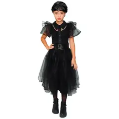 FANTASTIC NIGHT - Disfraz infantil Disfraz para niña Merlina Addams terror