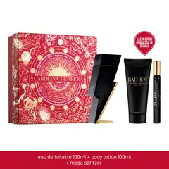 CAROLINA HERRERA - Perfume Hombre Estuche Bad Boy Incluye: Perfume EDP 100ml + Body Lotion 100ml + Perfume EDP Tamaño viajero
