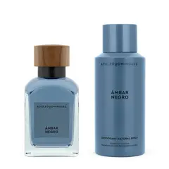 ADOLFO DOMINGUEZ - Estuche Perfume Hombre Ámbar Negro EDP 120ml+Desodorante 150ml