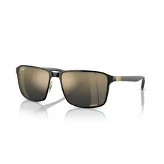 RAY BAN - Gafas de sol B3721CH Unisex Marco Black On Arista Lente Blue Mirror Gold Polar