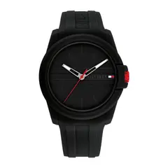 TOMMY HILFIGER - Reloj para Hombre 1710596 . Reloj Análogo Silicona Negro