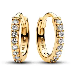 PANDORA - Aretes Aro Abrazo Brillante Recubrimiento en Oro