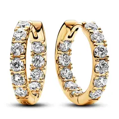 PANDORA - Aretes Aro Fila Brillante Eternidad Recubrimiento en Oro