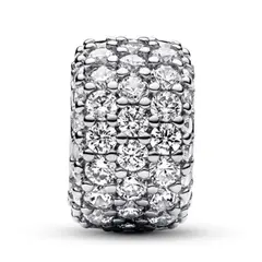 PANDORA - Charm Triple Fila Brillante en Pavé Plata Esterlina