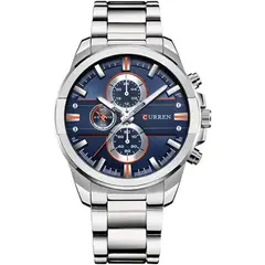 CURREN - Reloj para Hombre . Reloj análogo Plateado Acero inoxidable