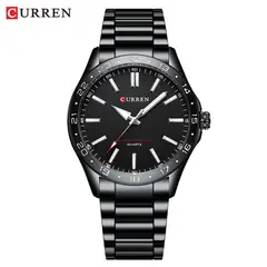 CURREN - Reloj para Hombre . Reloj análogo Negro Acero inoxidable