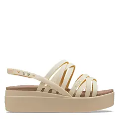 CROCS - Sandalias con Plataforma Mujer Brooklyn Strappy Low Wedge Nude