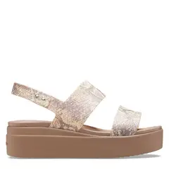 CROCS - Sandalias con Plataforma Mujer Brooklyn Snake Low Wedge Nude