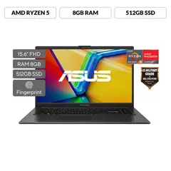 ASUS - Portátil Vivobook Go 15 | AMD Ryzen 5 | 8GB de RAM | 512GB SSD de almacenamiento | Windows 11 | 15.6 Pulgadas | E1504FA-NJ475W | Computador portátil