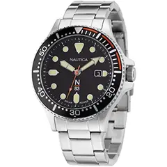 NAUTICA - Reloj para Hombre . Reloj Análogo Plateado Acero inoxidable