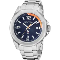 NAUTICA - Reloj para Hombre . Reloj Análogo Plateado Acero inoxidable