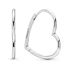 PANDORA - Aretes Aro Corazones de Amor Asimétricos Plata Esterlina