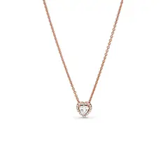 PANDORA - Collar corazon reluciente Recubrimiento en Oro Rosa