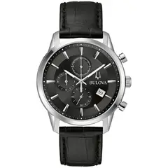 BULOVA - Reloj para Hombre Sutton . Relojes análogos Cuero Negro