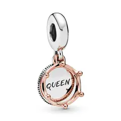 PANDORA - Charm Reina Corona Plata Esterlina y Recubrimiento en Oro Rosa