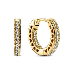 PANDORA - Aretes Aro Corazón en Pavé Recubrimiento en Oro