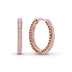 PANDORA - Aretes de Aro Corazones Recubrimiento en Oro Rosa