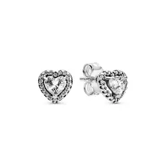 PANDORA - Aretes Corazones en Relieve Plata Esterlina