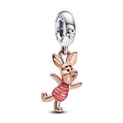 PANDORA - Charm Piglet de Winnie the Pooh de Disney Plata Esterlina y Recubrimiento en Oro Rosa
