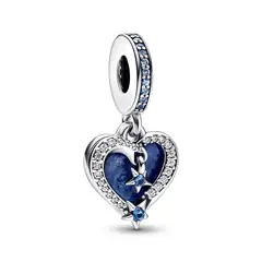 PANDORA - Charm Doble Corazón Estrella Fugaz Plata Esterlina