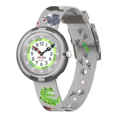 FLIK FLAK - Reloj para Niño COOLOZAURUS. Reloj análogos Plástico Gris