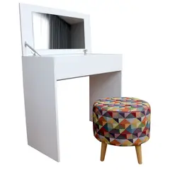 DKO DESIGN - Tocador Moderno en 80 x 40 x 104 cm Incluye Puff Colors