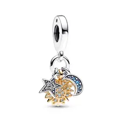 PANDORA - Charm Triple Celestial Plata Esterlina y Recubrimiento en Oro