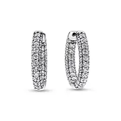 PANDORA - Aretes Aro Fila Pavé Plata Esterlina