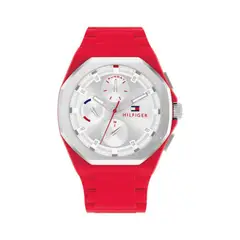 TOMMY HILFIGER - Reloj para Hombre 1792123 - Reloj Análogo Silicona Rojo