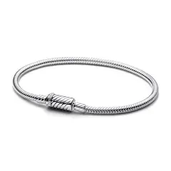 PANDORA - Brazalete cadena de serpiente con cierre deslizante magnético fácil de cerrar Plata Esterlina