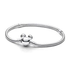 PANDORA - Brazalete Moments Cadena de Serpiente Cierre Mickey Mouse Disney Plata Esterlina