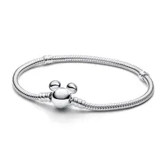 PANDORA - Brazalete Moments Cadena de Serpiente Cierre Mickey Mouse Disney Plata Esterlina