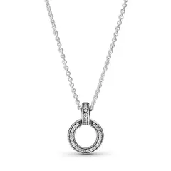 PANDORA - Collar Colgante Doble Círculo Plata Esterlina