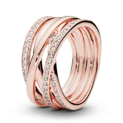 PANDORA - Anillo Entrelazado Recubrimiento en Oro Rosa