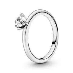 PANDORA - Anillo Corazón Transparente Plata Esterlina