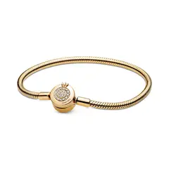 PANDORA - Brazalete Diseño Cadena de Serpiente O Coronada Brillante de Moments Recubrimiento en Oro