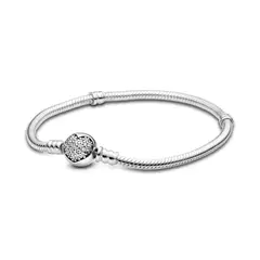 PANDORA - Brazalete Moments cierre Corazón Brillante Plata Esterlina