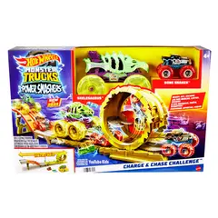 HOT WHEELS - Pista de carro Hot Wheels: Camión Monstruo Charge and Chase Challenge