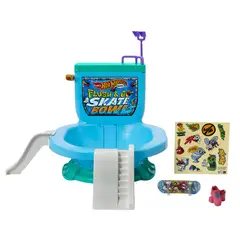 HOT WHEELS - Pista de carro Hot Wheels: Taza de inodoro de Patinetas