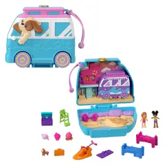 POLLY POCKET - Muñeca - Set Estuche de Perrito Playero - Mattel