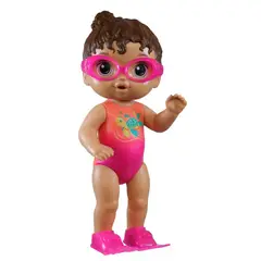 BABY ALIVE - Muñeca Sunny la nadadora Bebé cabello castaño