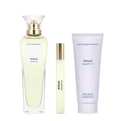 ADOLFO DOMINGUEZ - Estuche Perfume Mujer Agua Fresca de Rosas EDT 120 ml + Travel Size 10 ml + Crema Corporal 75 ml