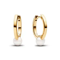 PANDORA - Aretes aro Perla Cultivada de Agua Dulce Recubrimiento en Oro