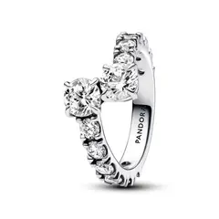 PANDORA - Anillo Banda Brillante Superpuesta Plata Esterlina
