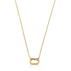 TOUS - Collar Corto Con Baño De Oro 18 Kt Sobre Plata Con Anilla Hold Oval
