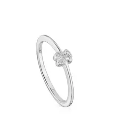 TOUS - Anillo pequeño oso de oro blanco con diamantes Grain