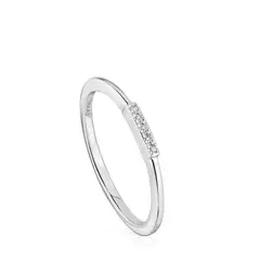 TOUS - Anillo pequeño tira de oro blanco con diamantes Grain