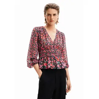 DESIGUAL - Blusa Mujer con Flores Manga larga