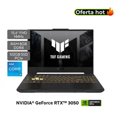ASUS - Portátil Gamer TUF F15 | GeForce RTX 3050 | Intel Core i5 | 8GB de RAM | 512GB SSD de almacenamiento | Windows 11 |15.6 Pulgadas | FX507ZC4-HN056W | Computador portátil Gamer